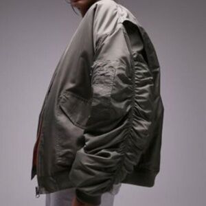 NWT Topshop classic oversized nylon bomber jacket size US 4-6